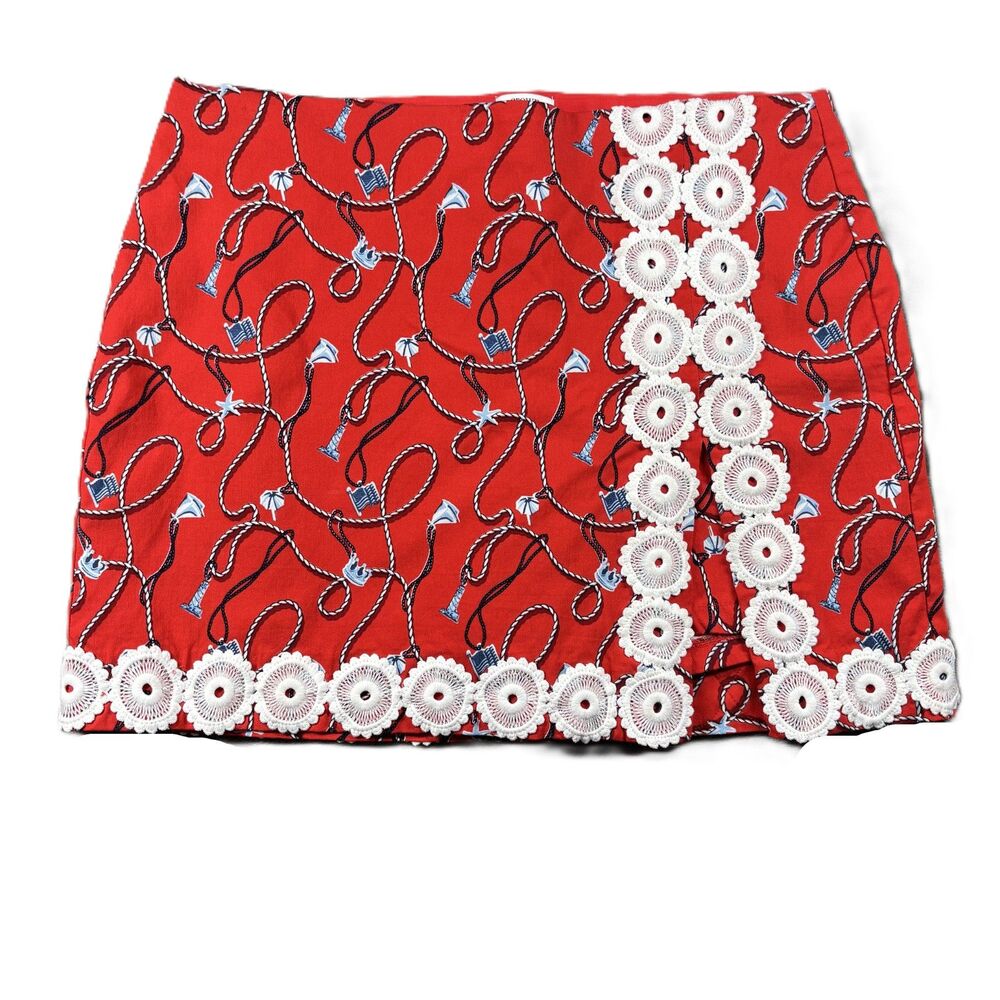 Crown & Ivy Women Skort Skirt Golf Tennis Pickleball Americana USA Red 14 M214